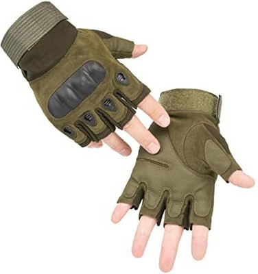 MAHADEV Half Finger Tactical Gloves Military Army GLOVE M Size Riding Gloves (Green) Riding Gloves(Green)