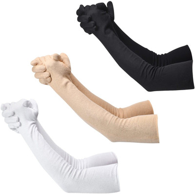 Uniqella Women Cotton Long Driving UV Sun Protection Gloves Combo Pack of 3 Pairs Driving Gloves(Black, Skin & White)
