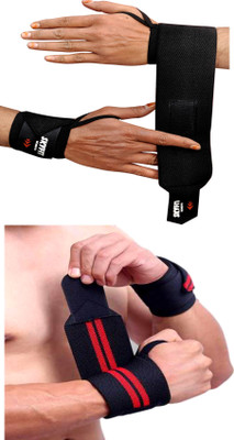 VELLY FIVE Mens&Womens COMBO 2 Wrist Supports Band Gym & Fitness Gloves(Black, Red)