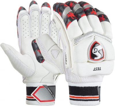 SG Test-Junior (9-11+)-RH- (2022/23) Batting Gloves(White, Camoflarge Red/Grey)