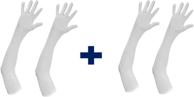 HeadTurners Soft Reusable Re-washable Full Palm and Elbow Cotton Hand Gloves(Set of 2) Wicket Keeping Gloves(White)