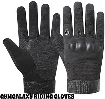 GYMGALAXY Riding Gloves for Bike Motorcycle Gloves | Full Finger Gloves Riding Gloves(Black)