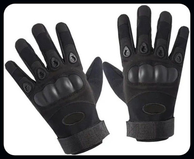 JAI SHRI Full Finger Hard Knuckle Motorcycle Tactical Riding Gloves For Boys & Men_ Riding Gloves(Black)