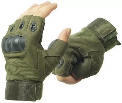 BuyFeb Half Finger Hand Gloves for Bike Riding, Sports, Cycling, Travelling, Camping Gym & Fitness Gloves(Green)