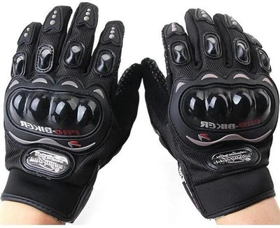 Yeahmom Pro Biker Racing Hand Protective Full Fingers Bike Riding Gloves For Men & Women Riding Gloves(Black)