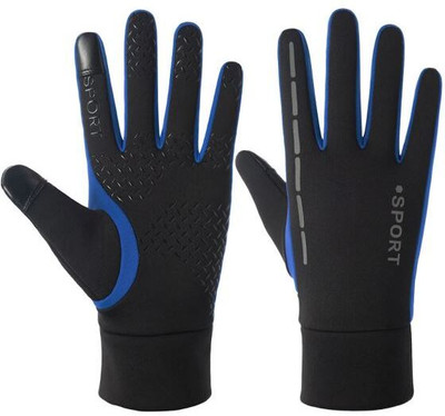 DreamPalace India Men's and Women's Lycra-spandex Waterproof Touch Screen Riding, Cycling Gloves Riding Gloves(Blue)