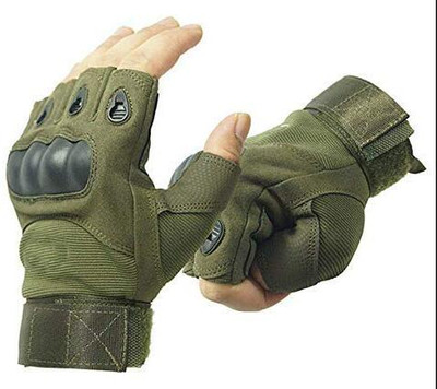 GJSHOP Rubber Knuckle Punch | Non-Slip Half Finger With Firm Padding Motorcycle Gloves Cycling Gloves(Green)