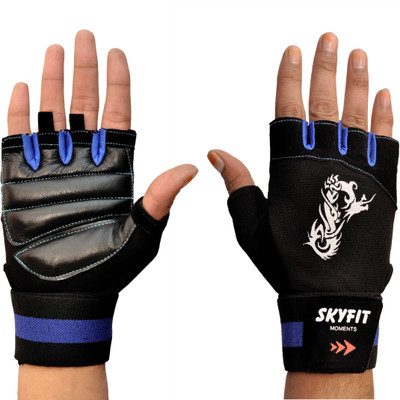 VELLY FIVE Mens&Womens Super Quality Wrist support Gym Sports Gloves Gym & Fitness Gloves(Black, Blue)