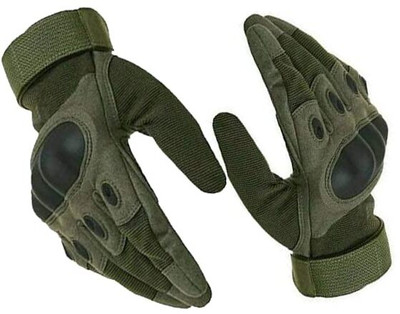 MELZRON Motorcycle Bike Riding Full Finger Gloves with Adjustable Strap Winter Riding Gloves(Army Green)
