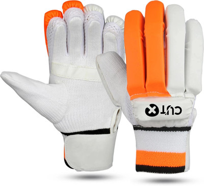 CUTX Cricket Batting Gloves School Model Size Men Batting Gloves(Orange/White)