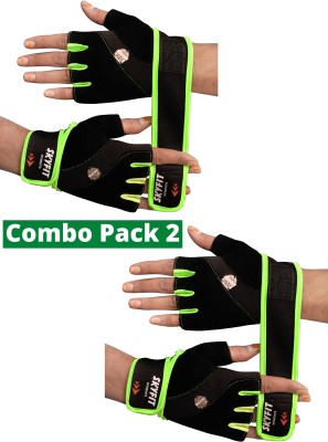 SKYFIT COMBO PACK 2 Gym Sports And Riding Gloves Gym & Fitness Gloves(BLACK & GREEN)