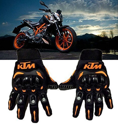 ZARRY Full Finger KTM Bike Riding Racing Gloves Motorcycle Hand Gloves for Men & Women Driving Gloves(Orange, Black)