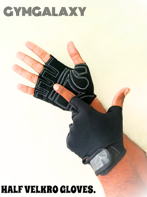 GYMGALAXY Fitness Workout Gloves for Men, Half-Finger Design, Gym & Fitness Gloves(Black & White)