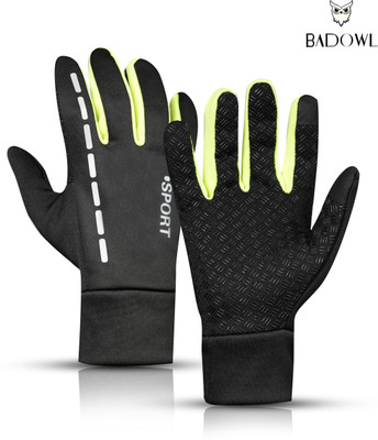 BAD OWL Full-Finger Bike Riding Gloves with Touch Screen, Breathable Fabric for Driving Riding Gloves(Radiant & Black)