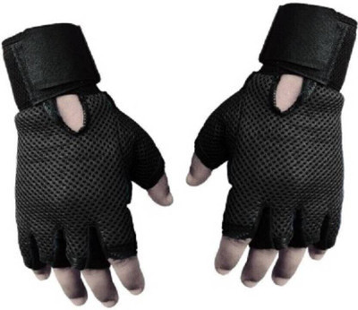 RKSON GGGONEX Leahter and netted half finger NEW MNEWSo Riding Gloves(Black)