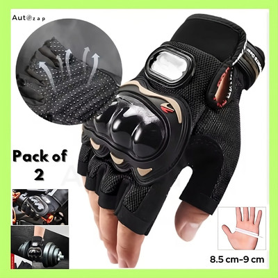 Autozap Half Finger Gloves for Universal Bike Riding for Men And Women Black, Large Riding Gloves(Black)