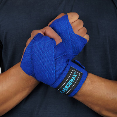 ArrowMax BOXING WRAP HAND BANDAGE GYM GLOVES WITH WRIST SUPPORT BRACE MEN WOMEN Boxing Gloves(Blue)
