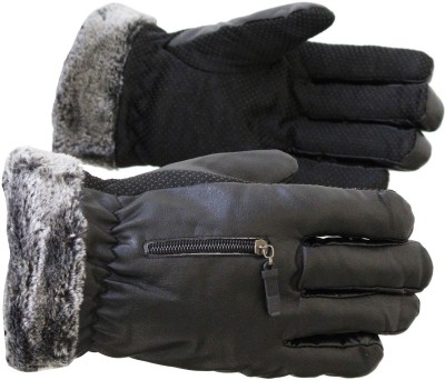 AlexVyan Pocket Anti Slip Snow Proof Warm Winter Gloves Cycling, Motorcycle Protective Riding Gloves(Black)