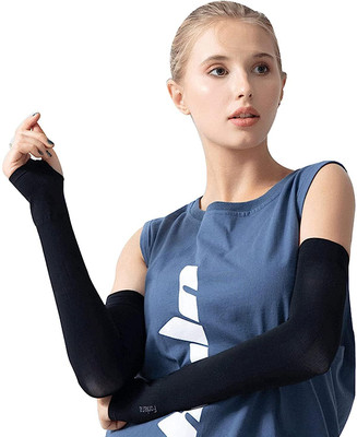 Adnate Nylon, Cotton Arm Sleeve For Men & Women(Free, Black)