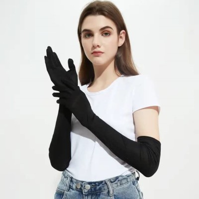 KP GLOBAL Sun-Safe Riders: Unisex Cotton Arm Sleeves Full-Hand Long Glove for Bike Riding Driving Gloves(Black)