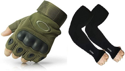 MELZRON Half Finger Gloves for Winter Bike Driving Gym Cycling Shooting Racing Riding Gloves(Military Green)