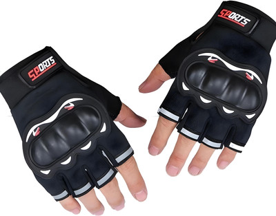 ShopiMoz Half Finger Bike Riding Gloves with Touch Screen Sensitivity Racing Gloves Riding Gloves(Black)