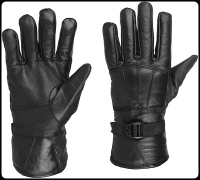 JAI SHRI Leather Full Finger Gloves_ Driving Gloves(Black)