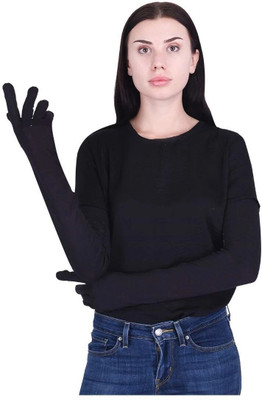 Lumicub Stay Safe in Style: Unisex Cotton Arm Sleeves Full-Hand Long Gloves for Riding Riding Gloves(Black)