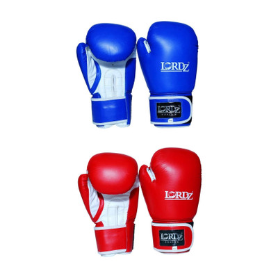Lordz Genuine Leather Moulded Boxing Gloves Red and Blue (Combo pack of 2 Pair) 10oz Boxing Gloves(Blue, Red)