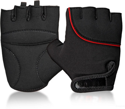 Donizard Extra Soft Neoprene Grip Palm Support Gym Workout Exercise Weight Lifting Gym & Fitness Gloves(Black, Red)