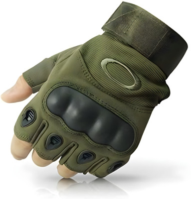 PSF SPORTS Half Finger Military Army Tactical Riding Gloves(Olive Green)