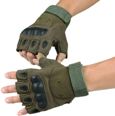 Rhtdm Half Finger Tactical Gloves Military Army GLOVE XXL Size Riding Gloves(Green)