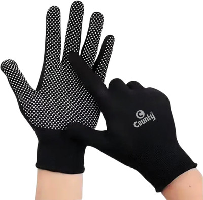 County Batting Gloves Tennis Ball Cricket Inner Dotted Batting Gloves Batting Gloves(Black)