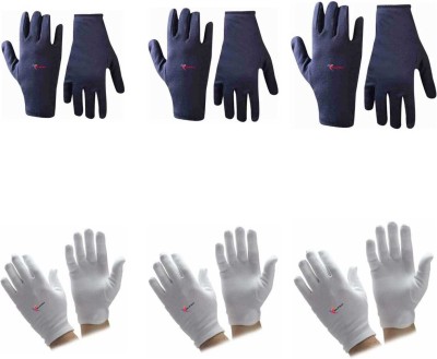 dabra Cotton Cricket Multipurpose Hand Protect Re-usable Batting Inner Hand Gloves Batting Gloves(Navy, White)