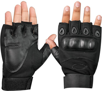GJSHOP Knuckle Protection Tactical Hand Gloves for Bike Outdoor, Motorcycle Riding Cycling Gloves(Black)
