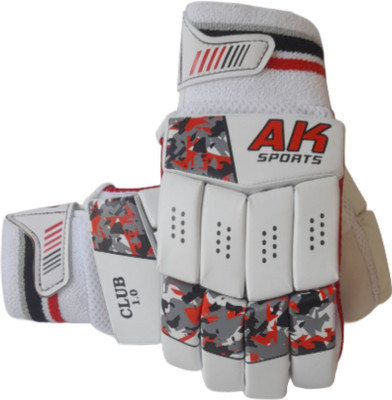 Aksports AK Batting Gloves CLUB 1.0 Red Men's (Right Hand Batsman) Batting Gloves(Red, White, Black)