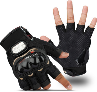 HOUSE OF COMMON Half Finger Bike Riding Sports Gloves Strong Protective Hard Kunckle Hand Gloves Riding Gloves(Black)