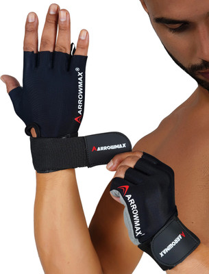 ArrowMax GYM GLOVES WITH WRIST SUPPORT FOR MEN AND WOMEN CYCLING RIDING -BOLT Gym & Fitness Gloves(Black)