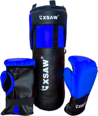 XSAW Punch Filled Kids Boxing Set Suitable For (4 To 12 Years) Children Boxing Kit // Boxing Gloves(BLUE/BLACK)