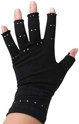 JoinComfo Anti-Arthritis Real Copper Support 14mg Real Copper Beads Mounted UNISEX Gym & Fitness Gloves(Black)