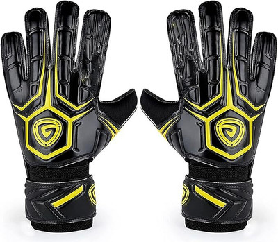 Nema Adult Goalkeeper Football Gloves, with Finger Guard - Black and Yellow - Size 9 Goalkeeping Gloves(Black, Yellow)