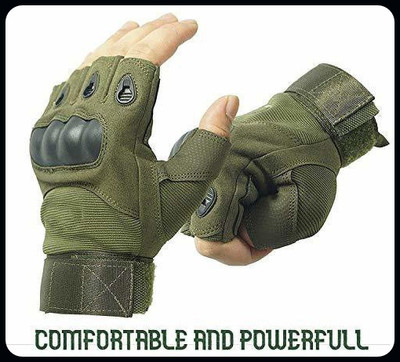 JAI SHRI Actical Finger less Gloves for Cycling Climbing Hiking Hunting_ Driving Gloves(Green)