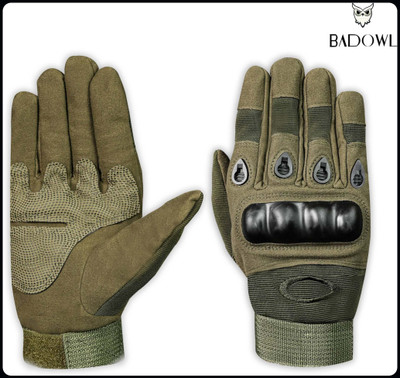 JAI SHRI Full Finger Hard Knuckle Motorcycle, Shooting Tactical Gloves for Gym, Cycling_ Riding Gloves(Green)