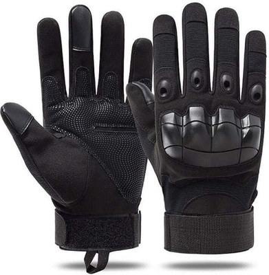 DreamPalace India Full Finger Off-Road Long Finger Cycling.Motorbike Hard Case Motorbike Gloves Riding Gloves(Black)