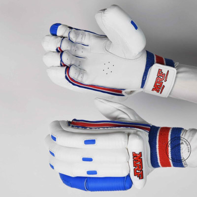 AASHRAy MRF Cricket Batting Gloves Genius Grand Batting Gloves(White, Blue)