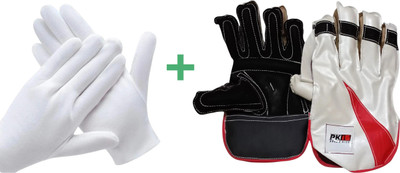 Garg Enterprises CRICKET KEEPING GLOVES AND INNER 2 ITEM SET Wicket Keeping Gloves(White)