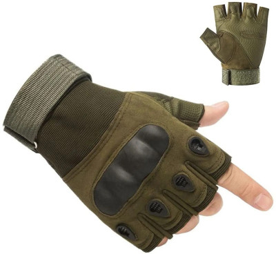 Creekmom Hand Protection Tactical & Breathable Half Fingers Bike Riding Gloves for Riders Riding Gloves(Hunter Green)