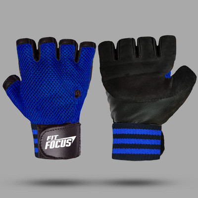 TRUE INDIAN Hot Sale Leatherite Gym Gloves for with Half-Finger Length, Training and Workout Driving Gloves(Blue)