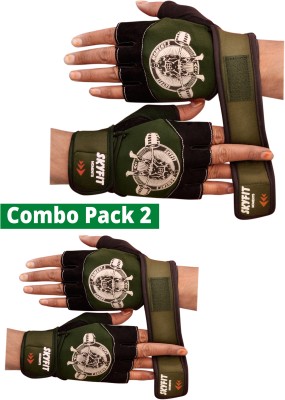 SKYFIT COMBO PACK 2 SPORTS AND GYM GLOVES Gym & Fitness Gloves(Olive Green)