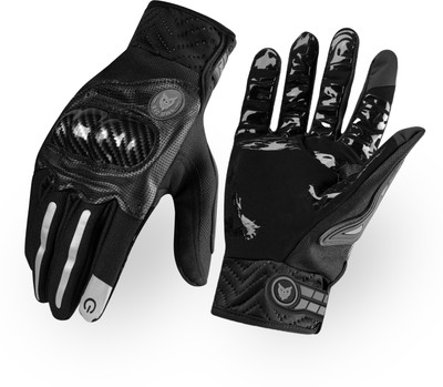 BAD OWL Carbon Fiber PVC Knuckle Protection Riding Gloves | Touchscreen Sports Gloves Riding Gloves(Grey)